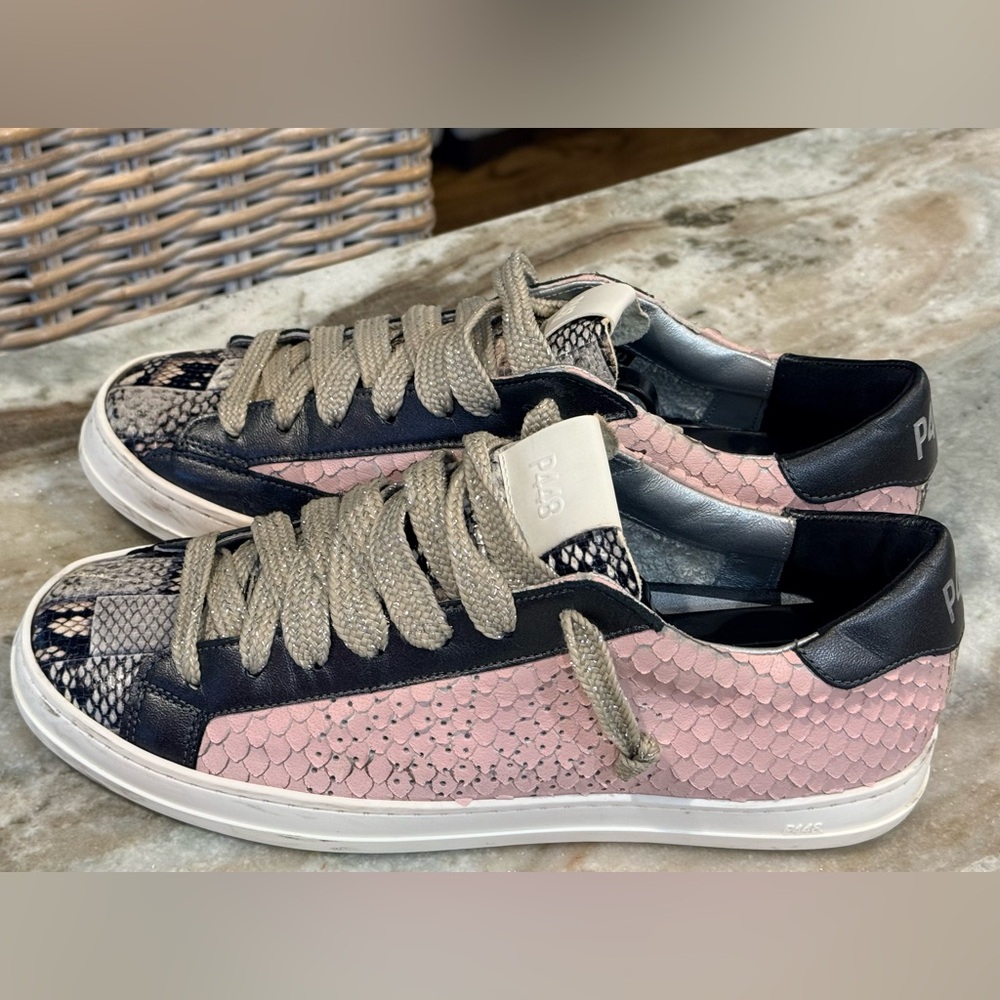 Women’s P448 John Pink Python Leather Sneakers- S… - image 2
